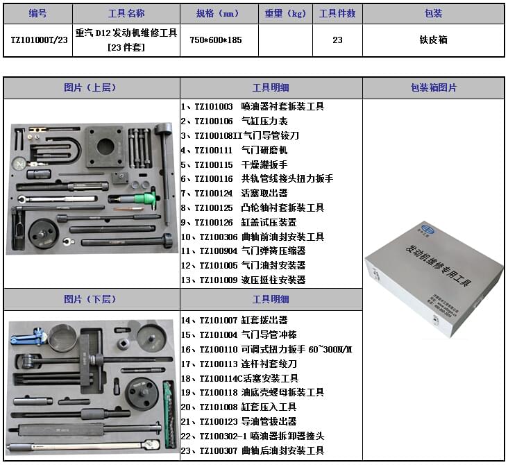 重汽D12發(fā)動機維修工具