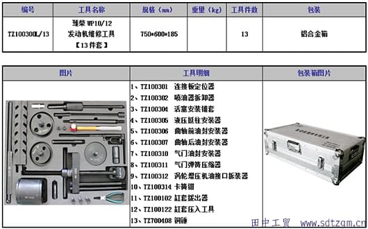 濰柴發(fā)動(dòng)機(jī)維修工具鋁合金箱